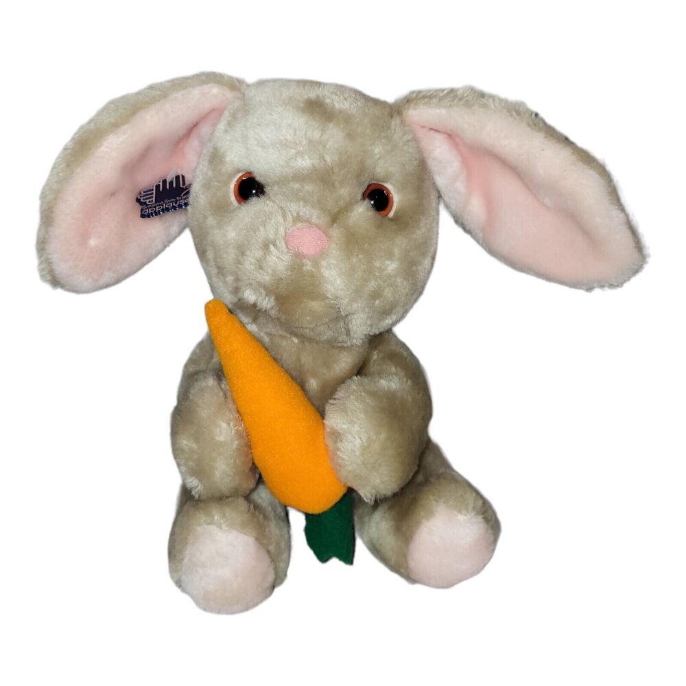 Applause Plush Bunny Rabbit Carrot  Vintage 1985 Brown Stuffed Wallace Berrie 9"